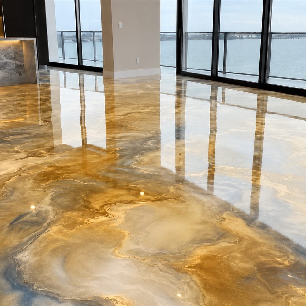 Plancher époxy quartz à Sainte-Thérèse